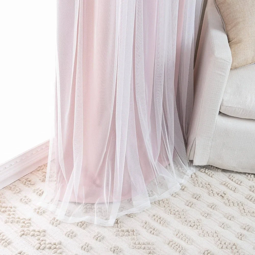Best Home Fashion Curtain Set 52x96 Dusty Pink Excellent Lace Overlay Rod Pocket